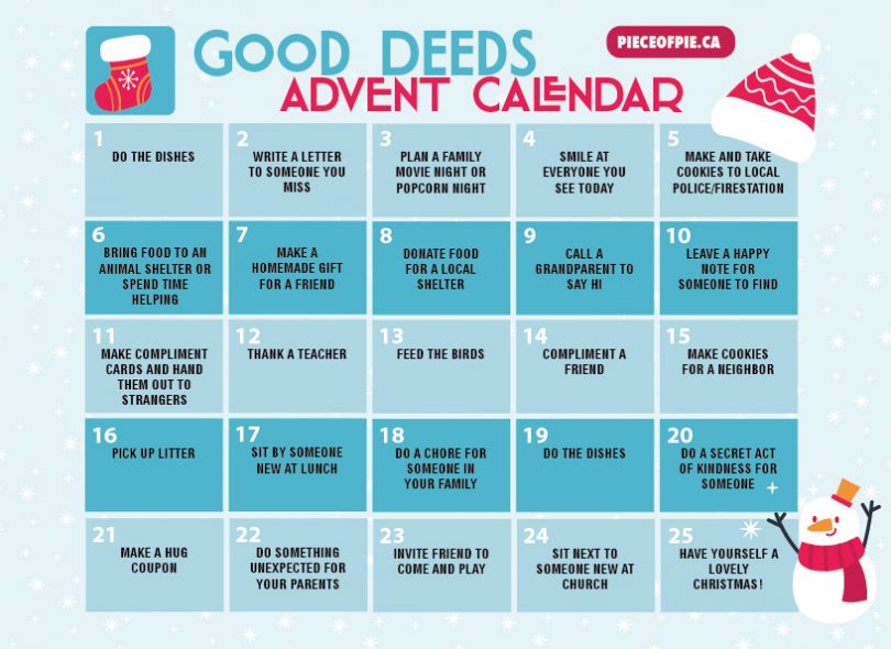 Christmas Good Deeds Advent Calendar - PIECE OF PIE - Tales of a